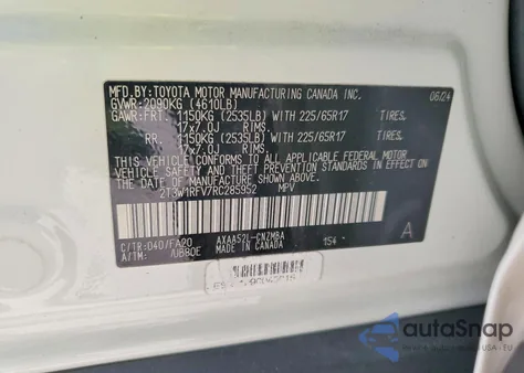 2024 Toyota Rav4 Xle из США, поврежденный, VIN 2T3W1RFV7RC285952